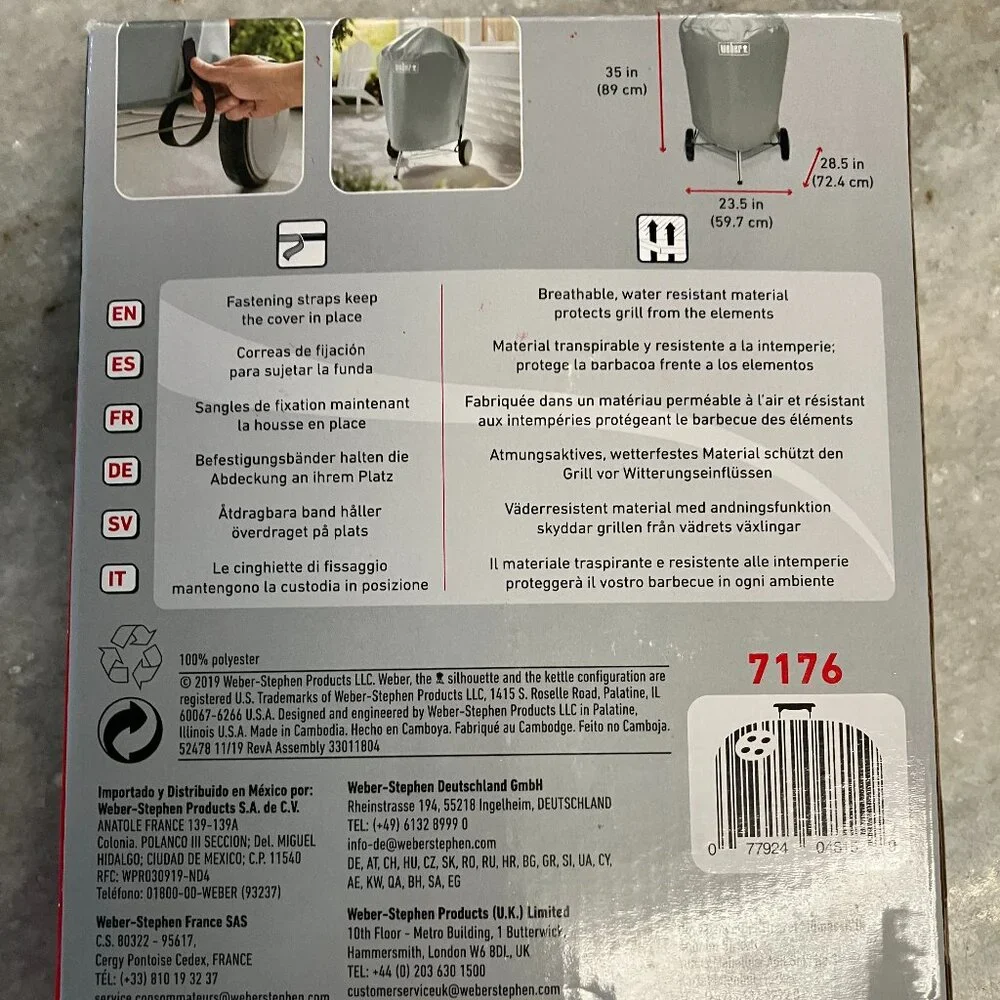 Weber Gray Grill Cover For 22in Round Charcoal Grills NIB - Picture 3 of 6